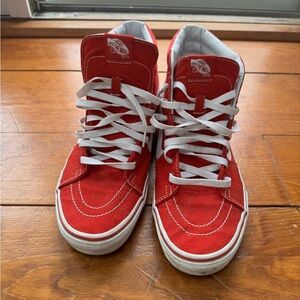 Vans Red and White SK8-Hi Sneakers